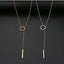 Silver Y Circle Lariat Necklace – Adjustable Minimalist Bar Necklace.