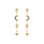 Gold option Moon & Star Drop Earrings on a white background