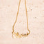 Personalised Name Necklace – 18K Gold-Plated
Waterproof | Hypoallergenic | Made-to-Order, Gold 'Olivia' necklace on a textured beige background