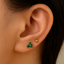 Emerald Green & White CZ Tragus Earrings – 16G Gold Studs