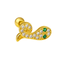 Emerald Green & White CZ Tragus Earrings – 16G Gold Studs