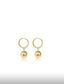 Gold Huggie Hoop Earrings – Minimalist Drop Ball Charm, Hypoallergenic