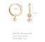 Gold hoop earrings with zirconia stones and measurements on a white background