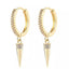 14K Gold-Plated CZ Pave Hoops – Chic Dagger Charm Earrings