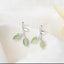 Opal Leaf Drop Earrings – Minimalist Nature-Inspired Studs for Women.