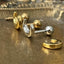 18K Gold Moon Stud Earrings – Externally Threaded Cartilage Studs.