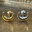 18K Gold Moon Stud Earrings – Externally Threaded Cartilage Studs.