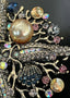 Starfish Emerald CZ &  Pearl Brooch – Bold Statement Pin, close up image