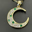 Emerald Green Moon Necklace – Gold-Plated Celestial Pendant
