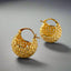 Golden Woven Hoop Earrings – 18K Handwoven Basket Earrings