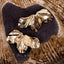 Matte Black & Distressed Gold Statement Earrings