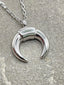 Close up of Rhodium option -Gold & Rhodium Moon Necklace – 14K Gold Over Sterling Silver.