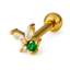 Emerald Green & White CZ Tragus Earrings – 16G Gold Cartilage Stud