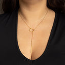 Silver Y Circle Lariat Necklace – Adjustable Minimalist Bar Necklace.