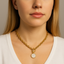 Gold T-Bar Necklace with Shell Pendant – 18K Plated Statement Chain
