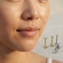 Titanium CZ Flat Back Stud Earrings 16G – Internally Threaded Cartilage & Tragus