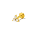 3-Stone CZ Cartilage Flat Back Earrings – Sterling Silver 