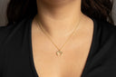 Model wearing Gold & Rhodium Moon Necklace – 14K Gold Over Sterling Silver.
