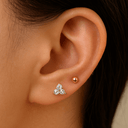 3-Stone CZ Cartilage Flat Back Earrings – Sterling Silver 