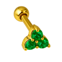 Emerald Green & White CZ Tragus Earrings – 16G Gold Studs