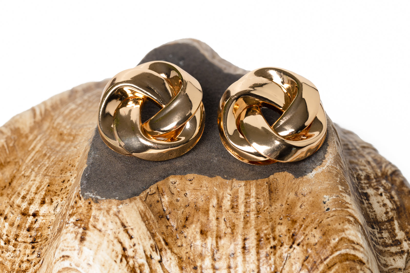 Gold Hollow Knot Earrings – 14K Gold Plated Spiral Studs