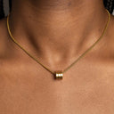 Gold Barrel Necklace – 14K Gold Plated Stainless Steel Pendant.