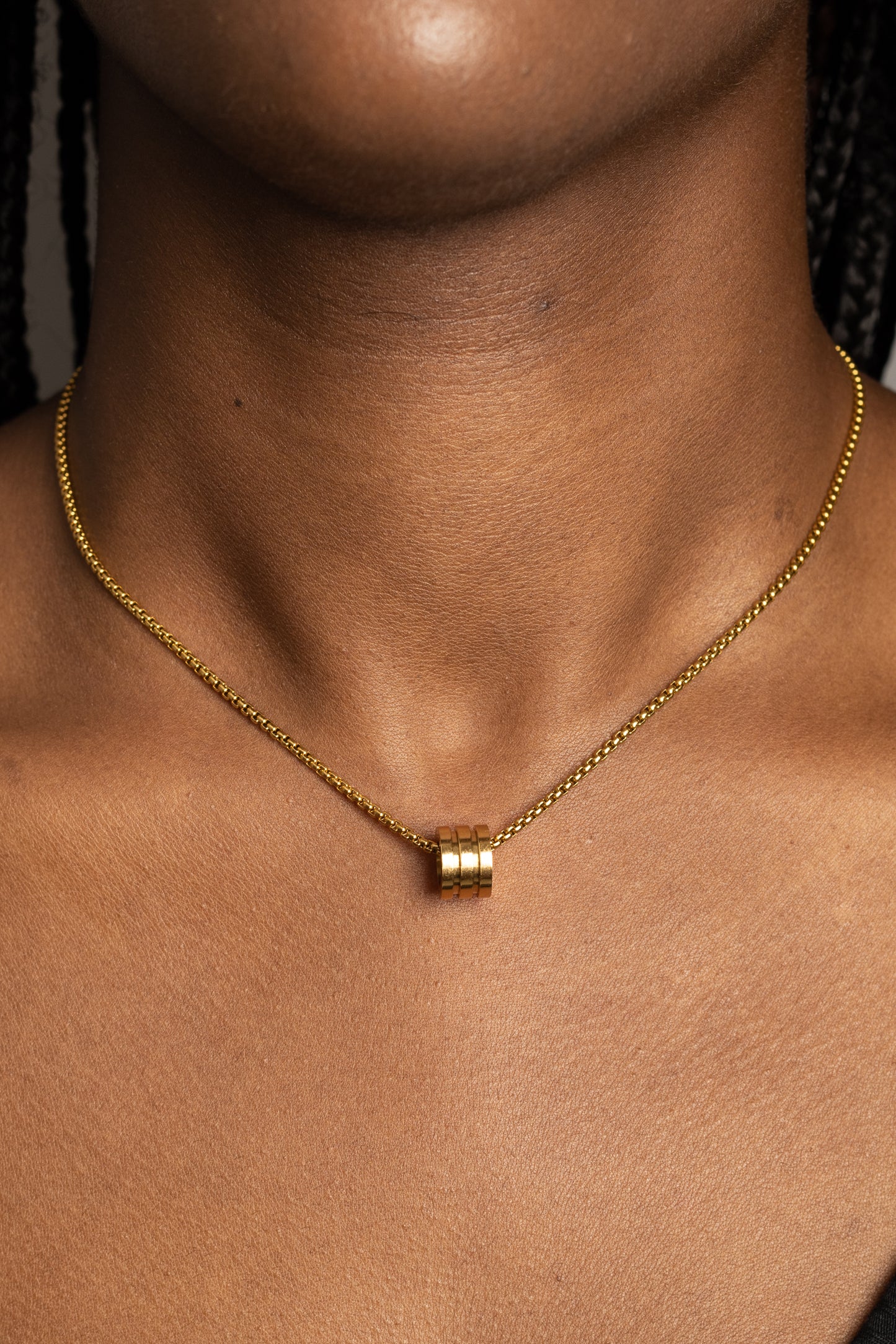 Gold Barrel Necklace| Cylinder Pendant Necklace |Ella and Faith London