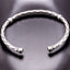 Rustic Adjustable Sterling Silver Bangle – Boho Hand-Carved Bracelet