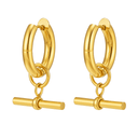 14K Gold T-Bar Hoop Earrings – Waterproof & Hypoallergenic