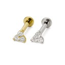 3-Stone CZ Cartilage Flat Back Earrings – Sterling Silver 