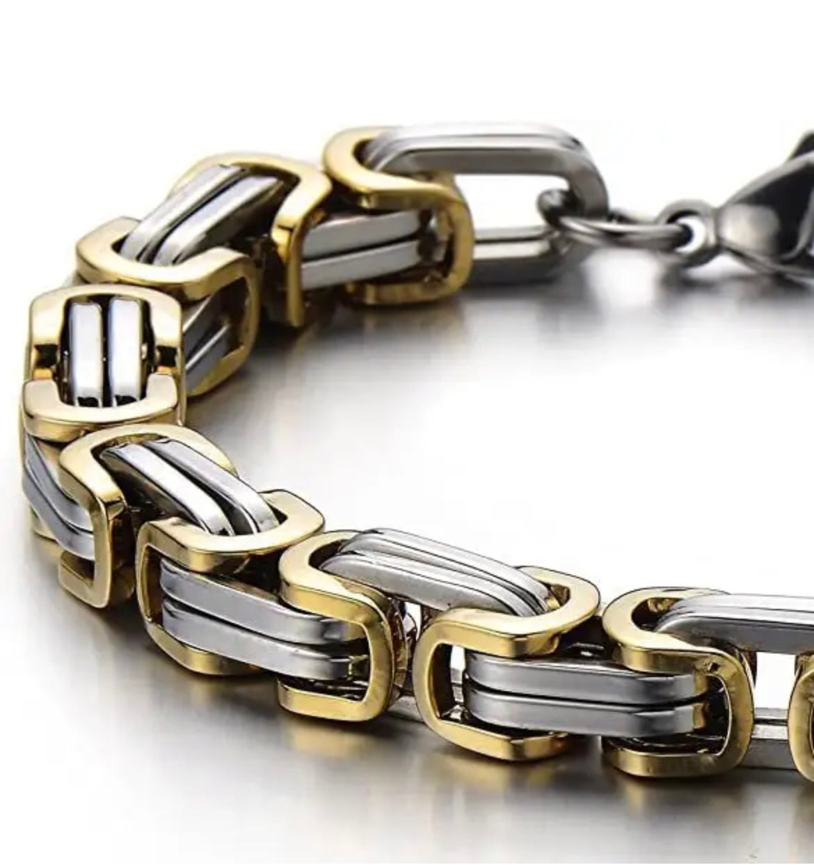 Men’s Bracelet~ Stainless Steel Chunky Men’s Silver and Gold bracelet