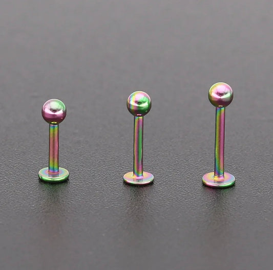 Cartilage Earring~ Flatback Earrings Rainbow Ball Earrings Flat Back Earrings