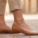 Avery Double Chain Square Bead Anklet