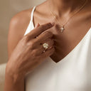 Gold Heart Cluster Stackable Ring Set