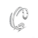 Gold Adjustable Ring |Sculpted Sparkle Open Ring, 925 Silver