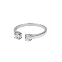 Twin Stone Sparkle Open Ring– Gold or Rhodium Plated, on white background 