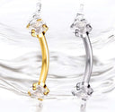 CZ Double-Sided Threadless Curved Piercing Bar – 16G.