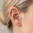 Lotus Flat Back Tragus Earring 16G – Gold-Plated 316L CZ Piercing Stud