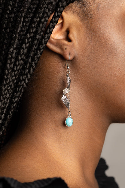 Silver Turquoise Hook Earrings | Ella & Faith London