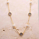 Clover and Pearl Station Necklace – Gold or Silver