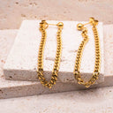 Gold Chain Drop Stud Earrings – 18K PVD Gold Plated