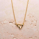 Open Heart Necklace – Sterling Silver | Gold or Rhodium-Plated with a gold chain and heart pendant