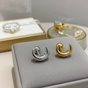 18K Gold Moon Stud Earrings – Externally Threaded Cartilage Studs