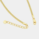 Gold chain necklace with a clasp on a white background