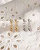 Dainty CZ Drop Chain Stud Earrings – 925 Sterling Silver | Gold & Silver Plated