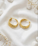 Gold Twisted Hoop Earrings – 18k Plated Sculptural Hoops