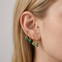 Emerald Charm Clicker Hoop Earrings – 16G Gold Cartilage & Rook Hoops