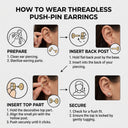 Push Pin Flat Back Stud Earrings 16G – Press Fit CZ & Charm Styles | PVD Gold & Silver