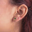 Crescent Moon Stud Earrings with Emerald Green CZ Stones– 925 Silver