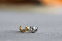 18K Gold Crescent Moon Screw Back Earrings 16G – 316L Cartilage & Tragus Studs